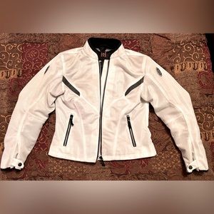 White mesh motorcycle jacket with armor L